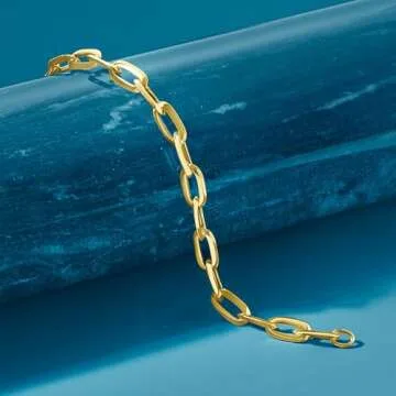 Ross-Simons Italian 14kt Yellow Gold Paper Clip Link Bracelet. 7 inches