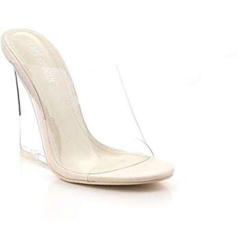 Cape Robbin Open Toe Clear Transparent Lucite Wedge Heel Mules Pump Sandals (6.5)