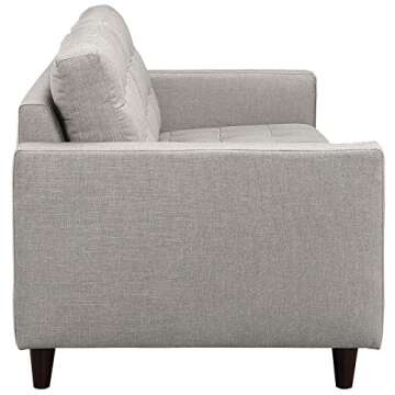 Modway Empress Mid-Century Sofa in Light Gray