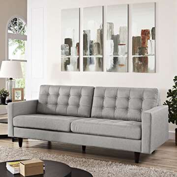 Modway Empress Mid-Century Sofa in Light Gray