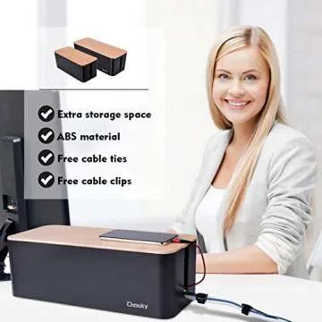 2 Pack Cable Management Box - Stylish Cord Organizer Set