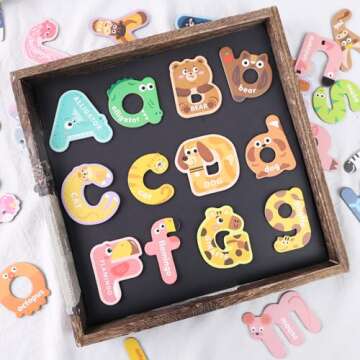 LOVESTOWN 52PCS Magnetic Animal Alphabet Set for Kids