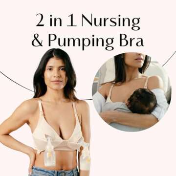Pumping and Nursing Bra in One with Fixed Padding - Patented Supermom T-Shirt - Pumping Bra Hands Fr...