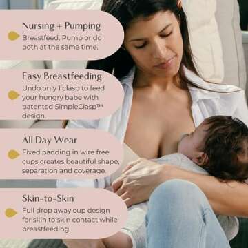 Pumping and Nursing Bra in One with Fixed Padding - Patented Supermom T-Shirt - Pumping Bra Hands Free - Comfortable Maternity Breast Pump Bra - Bra for Breastfeeding Pumps for Women | SR40C