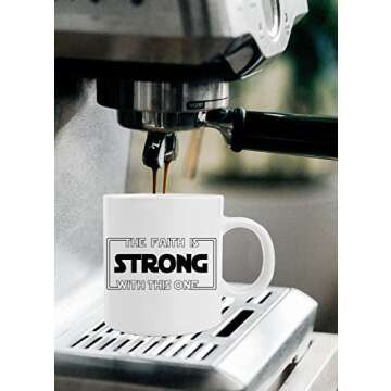 The Faith Is Strong With This One - Christian Ceramic Coffee Mug (11 oz) - Perfect Gift for Your Star Wars, Jedi, Religious, Bible or Church Mom, Dad, Men and Women