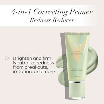 PUR Beauty 4-in-1 Correcting Primer, Redness Reducer - Primer for Face Before Makeup - Primer Face M...