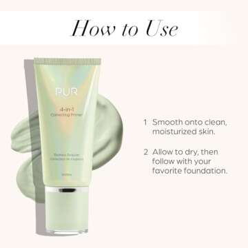 PUR Beauty 4-in-1 Correcting Primer, Redness Reducer - Primer for Face Before Makeup - Primer Face Makeup for Women - Cruelty-Free, Vegan-Friendly, & Color-Correcting Make Up Hydrating Primer, 1 Fl Oz