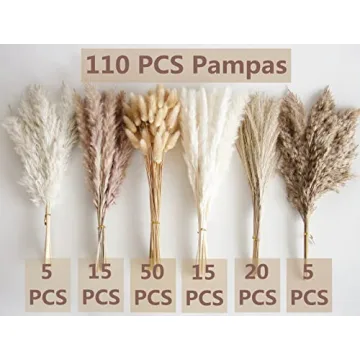 110 PCS Dried Pampas Grass Bouquet for Home & Celebrations