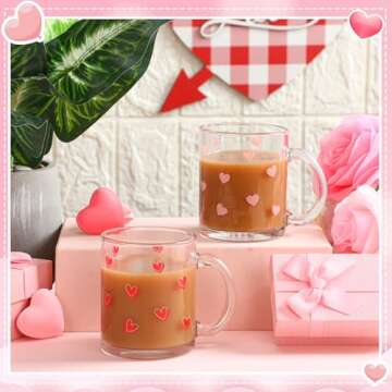 Reallnaive Heart Glass Iced Coffee Cups - Perfect Gift for Lovers