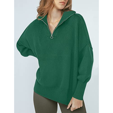 ANRABESS Women's Cozy Oversized Quarter Zip Sweater