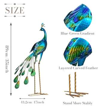 Exquisite Peacock Garden Statue - Vibrant Outdoor Decor