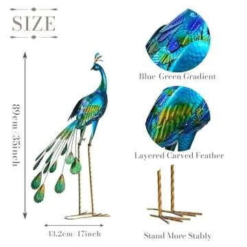 Exquisite Peacock Garden Statue - Vibrant Outdoor Decor