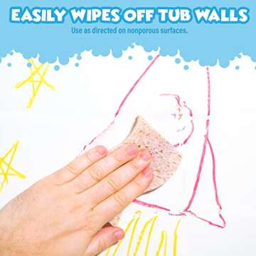 Tub Works® Smooth™ Jumbo Bath Crayons Bath Toy | Nontoxic, Washable Bath Crayons for Toddlers & Kids | Unique Formula Draws Smoothly & Vividly on Wet & Dry Tub Walls | Large, Easy-Grip Bathtub Crayons