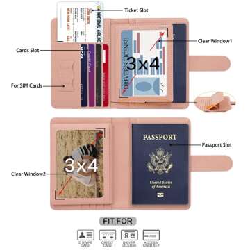Melsbrinna Rfid Passport Holder for Travel women/Men, Cute Passport Wallet Rfid Blocking Card Slots, Rfid Passport Cover/CaseTravel Wallet, Passport Book Holder (2, Black pink)