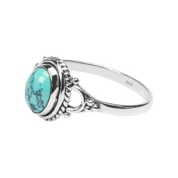 Nartiya Turquoise Stone Ring - Stunning 925 Silver Jewelry