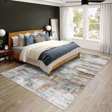 vivorug Ultra Soft Area Rug 5x7, Non Slip Washable Foldable, Stain Resistant Abstract Rugs for Livin...