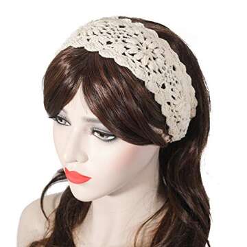 ZLYC Handmade Crochet White Headband for Women