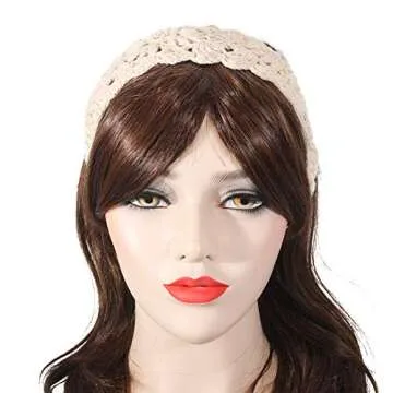 ZLYC Handmade Crochet White Headband for Women