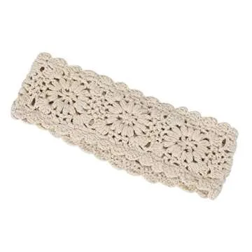 ZLYC Handmade Crochet White Headband for Women