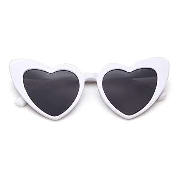 ZYApril Love Heart Shaped Sunglasses for Christmas - Vintage Cat Eye Mod Style Retro Glasses as Christmas Gifts