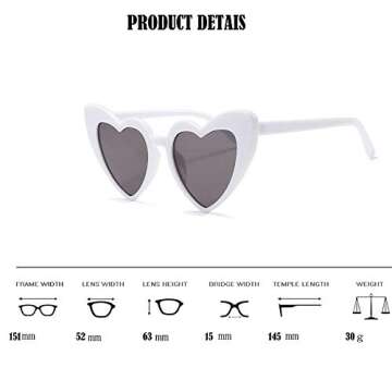 ZYApril Love Heart Shaped Sunglasses for Christmas - Vintage Cat Eye Mod Style Retro Glasses as Christmas Gifts