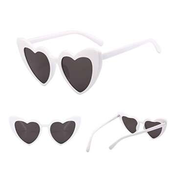 ZYApril Love Heart Shaped Sunglasses for Christmas - Vintage Cat Eye Mod Style Retro Glasses as Christmas Gifts