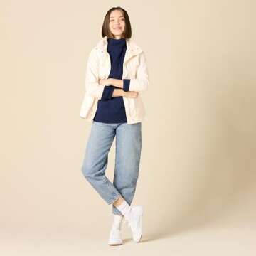 Amazon Essentials Women's Winter Sweater, Soft Touch Funnel Neck Cable Knit, Navy, Small