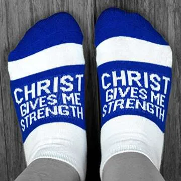 Gone For a Run Inspirational Ankle Socks for Women - Affirmation - Fun Running Socks - Runners Gifts & Motivation - Christ Give Me Strength