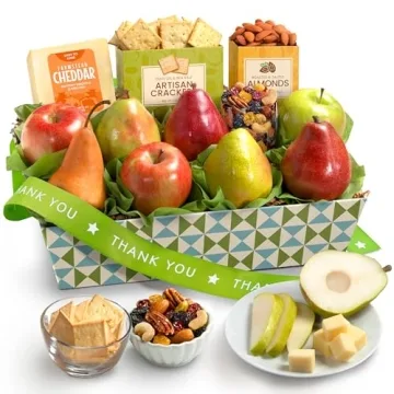Golden State Fruit Thank You Basket with Cheese and Nuts