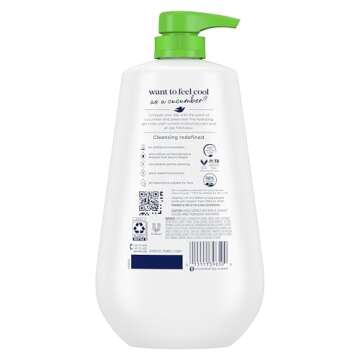 Dove Body Wash with Pump 3 Count Refresh Cucumber and Green Tea for 24hr Lotion-Soft Skin Moisturizi...