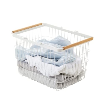Stylish YAMAZAKI Laundry Basket with Wooden Handles
