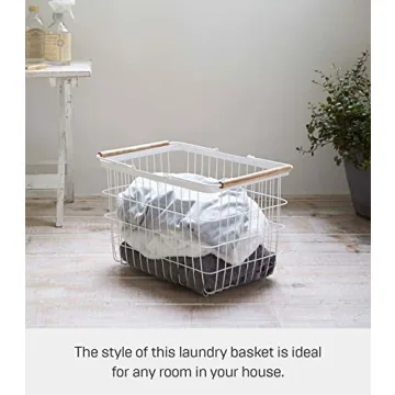 Stylish YAMAZAKI Laundry Basket with Wooden Handles