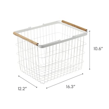 Stylish YAMAZAKI Laundry Basket with Wooden Handles