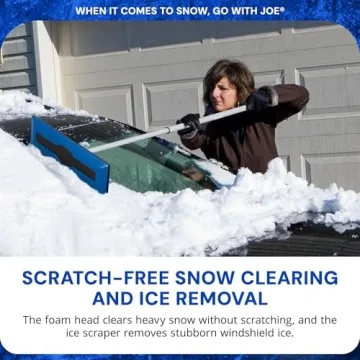 Snow Joe Telescoping Snow Broom Ice Scraper No-Scratch Foam