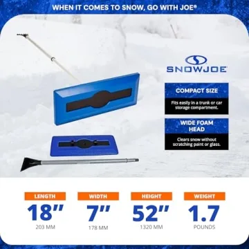 Snow Joe Telescoping Snow Broom Ice Scraper No-Scratch Foam