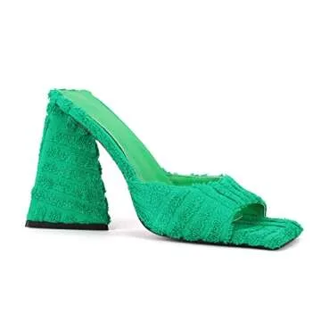 Trendy Square Toe Block Heel Mules for Women - keleimusi