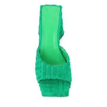 Trendy Square Toe Block Heel Mules for Women - keleimusi