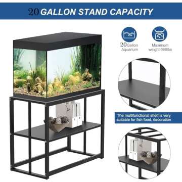 VOTZT 40 Gallon Fish Tank Stand - Aquarium Stand 40 Gallon, 36.5" x 18.5" x 29.5" Adjustable Reptile Tank Stand, Heavy Duty Metal Breeder Tank Stand