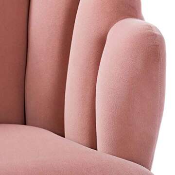 TINA'S HOME Flora Scalloped Velvet Arm Chair for Small Space Living Room Bedroom - Pink