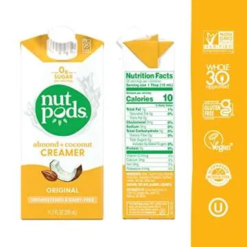 nutpods Original Coffee Creamer - Unsweetened Non Dairy Creamer Made from Almonds and Coconuts - Ket...