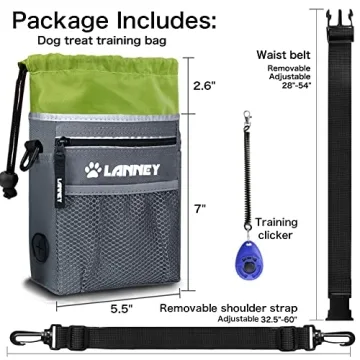 LANNEY Dog Treat Pouch - Versatile Pet Training Bag with Clicker