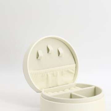 COLLECTIVE HOME - Travel Jewelry Case, Elegant Half-Moon Design with Gold Monogram, Detachable Handle, Personalized Accessory Organizer, Gift for Fashion-Forward Women and Teens (k)