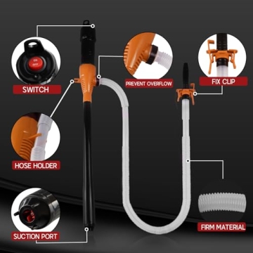 FUELIO Fuel Transfer Pump Battery Powered With Clip For Water Kerosene Gas Can, Water Pump, Gas Pump, 2.2 GPM Battery Operated Transfer Pump