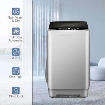 rosmena Automatic Washing Machine, Portable 25 LBS Full Washing Machine with LED Display & 10 Progra...