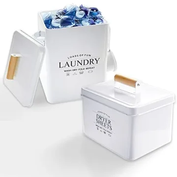 Durable Farmhouse Laundry Pods & Dryer Sheet Holder Set for Organized Laundry Rooms