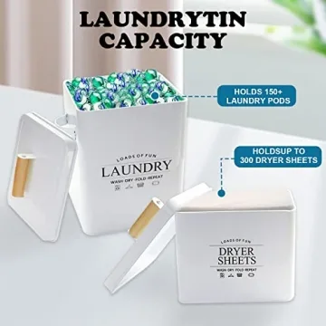 Laundry Pods Container & Dryer Sheet Holder Set - Stylish & Durable