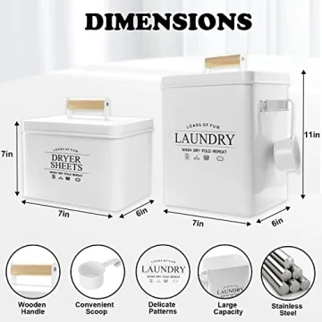 Laundry Pods Container & Dryer Sheet Holder Set - Stylish & Durable