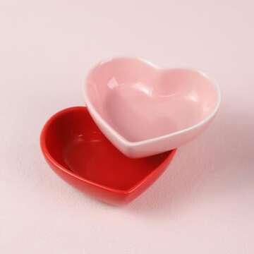 Heart-Shaped Multipurpose Ceramic Sauce Dish Set - 6 Cute Dipping Bowls