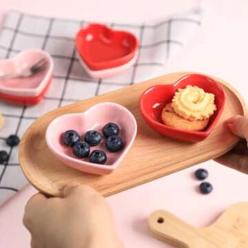 Charming Heart-Shaped Ceramic Sauce Dish Set - 6 Dishes