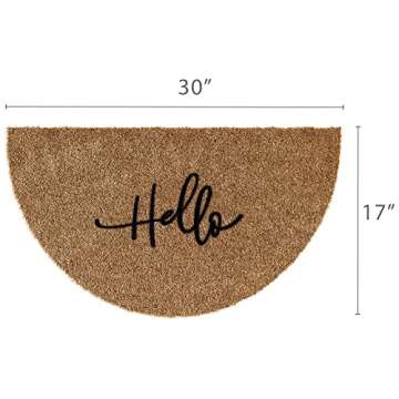 Barnyard Designs Half Moon Welcome Mat for Front Door and Outdoor Entrance, Large Door Mat Indoor Entrance and Outside Doormat, 30x17, Brown (Hello)